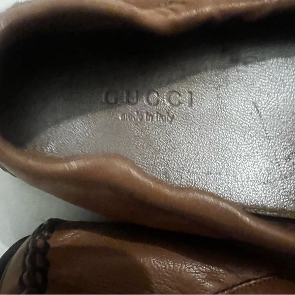 Gucci Driving Horsebit AccentToggle Brown Leather Ballet Shoes Size 38 - Picture 10 of 13
